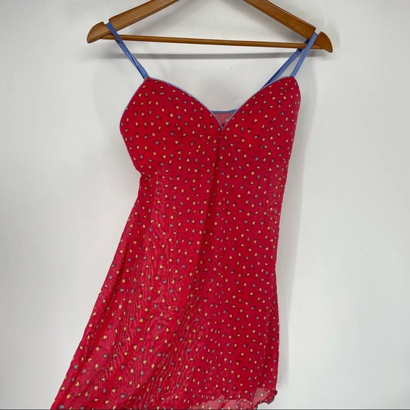 Victorias Secret red mesh nighty with little florals M - Picture 1 of 6